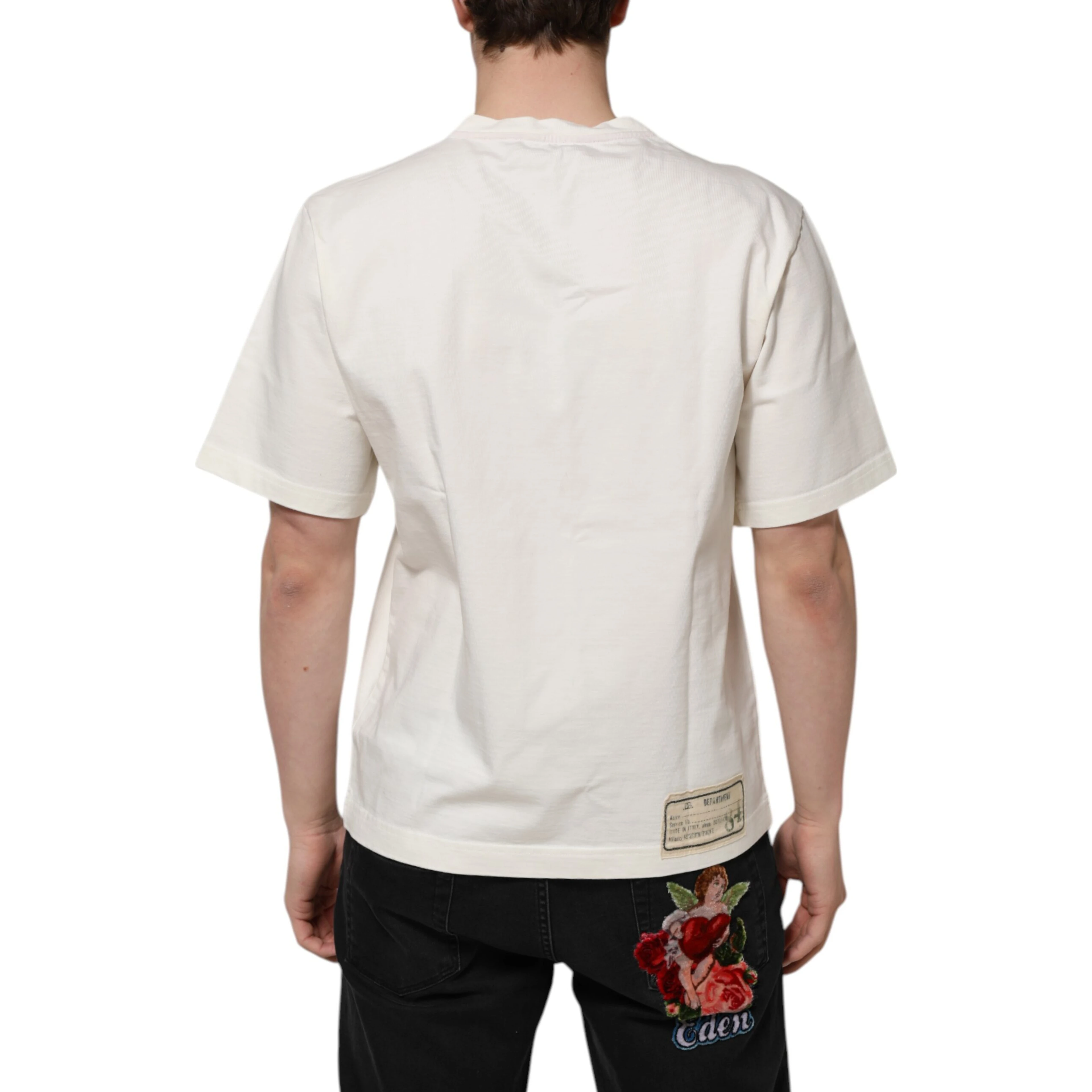 White Love Peace Cotton Men Crew Neck T-shirt