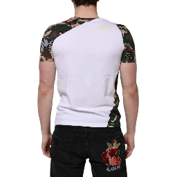 White Camouflage Cotton Men Crew Neck T-shirt