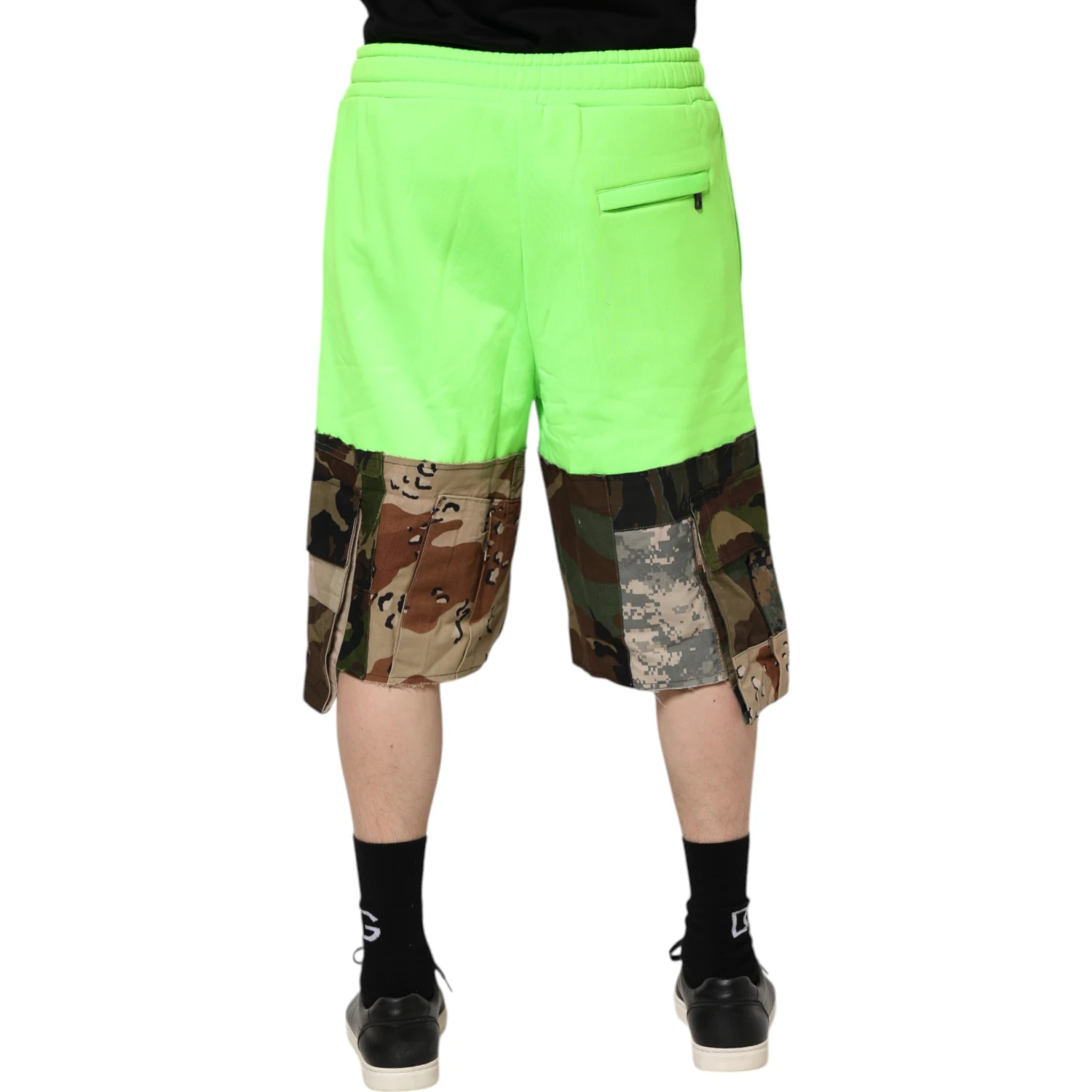 Green Patchwork Cargo Bermuda Men Shorts