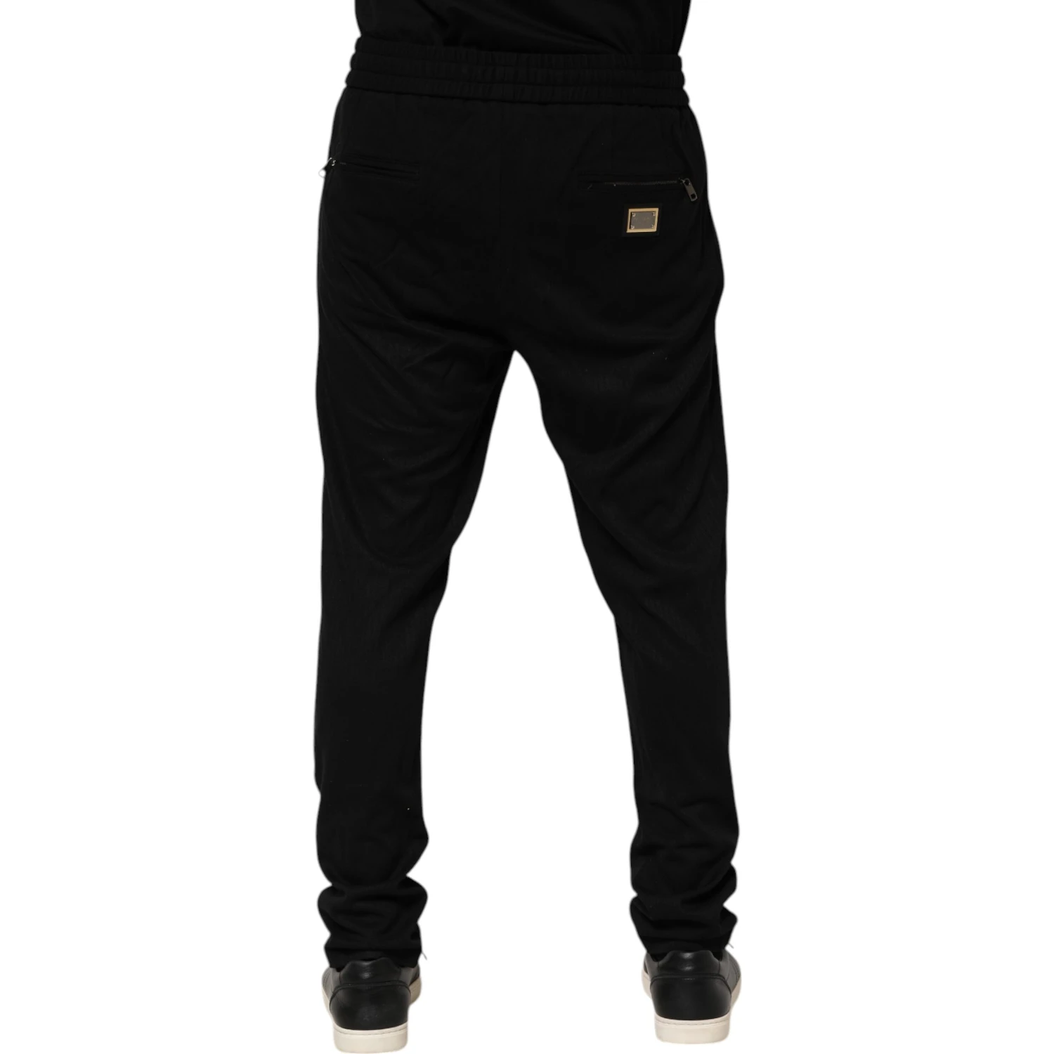 Black Viscose Skinny Logo Men Jogger Pants