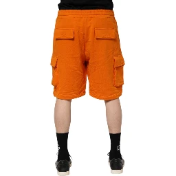 Orange Cotton Men Casual Cargo Bermuda Shorts
