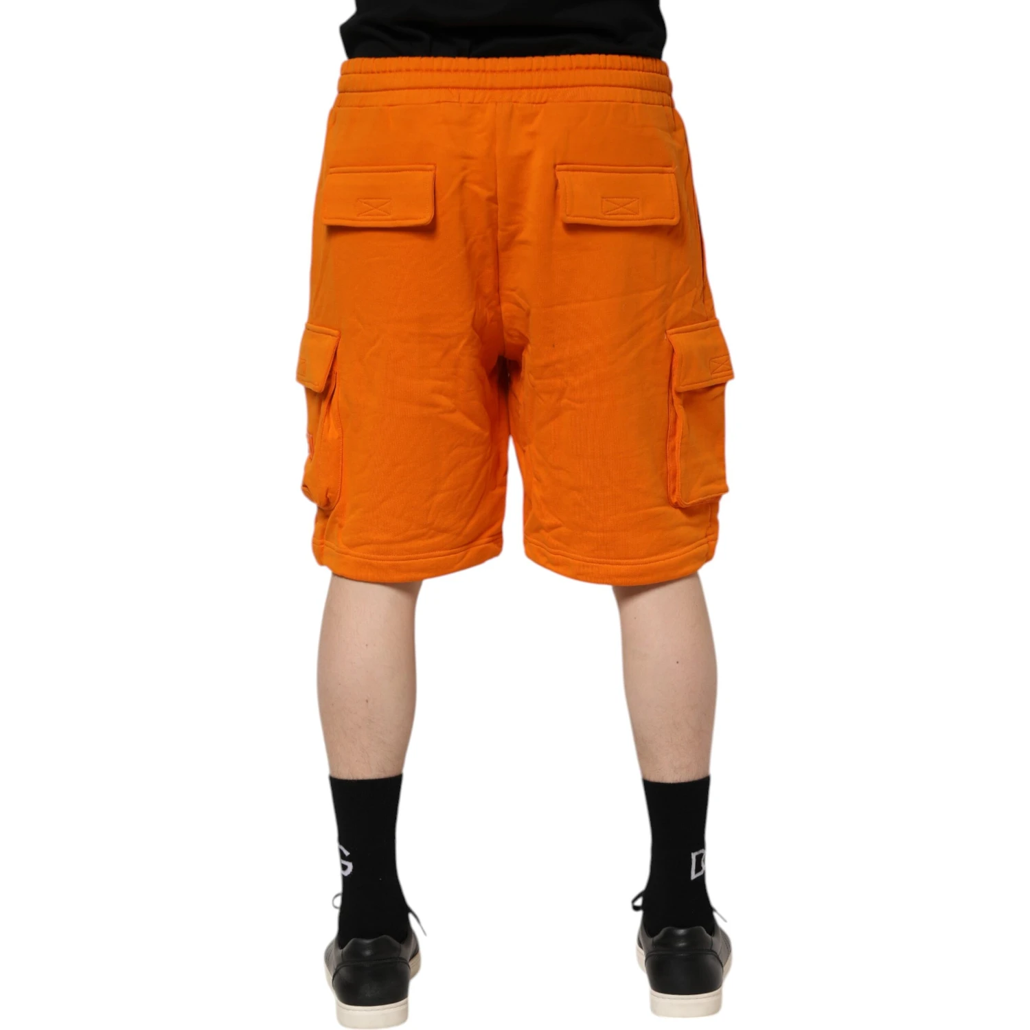 Orange Cotton Men Casual Cargo Bermuda Shorts