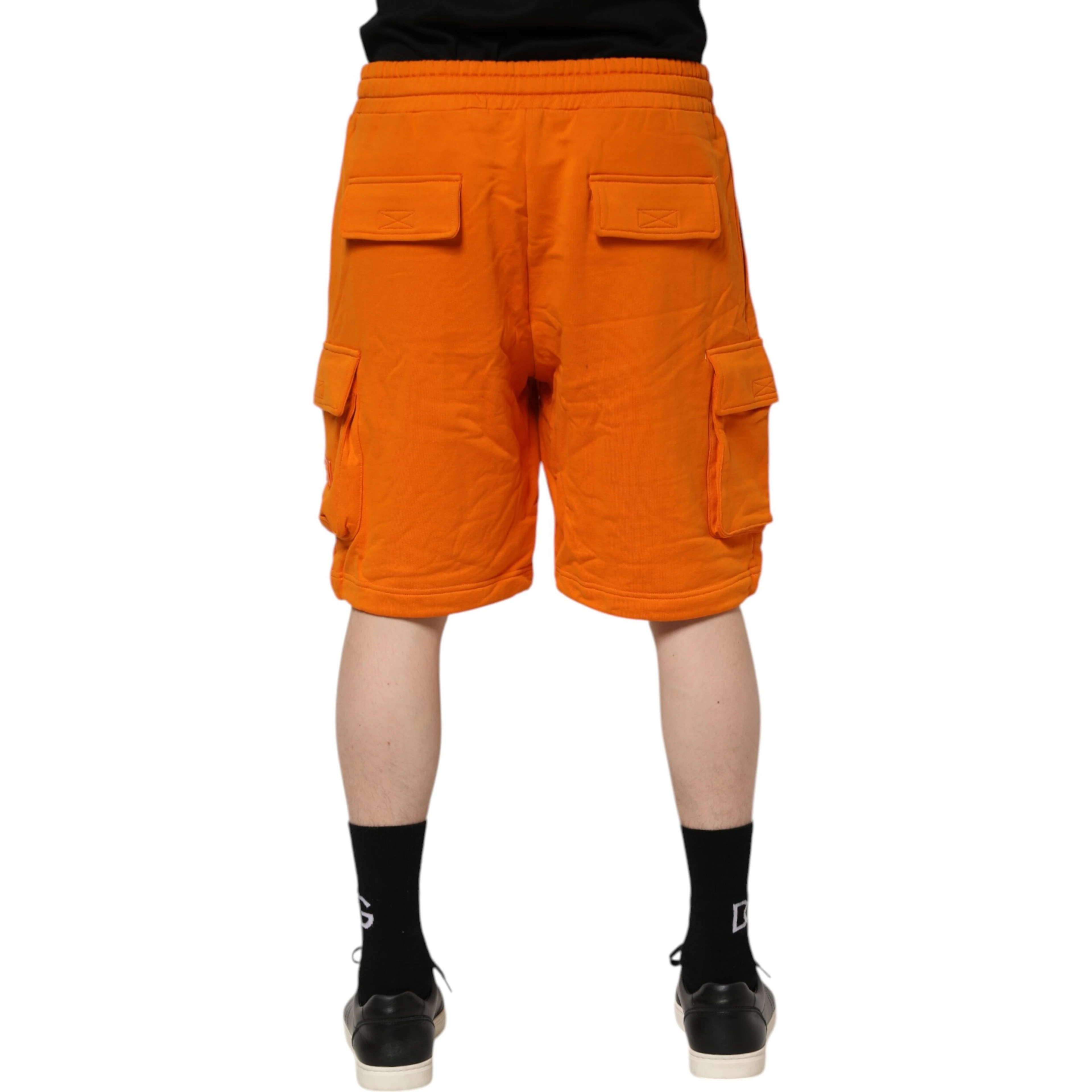 Orange Cotton Men Casual Cargo Bermuda Shorts