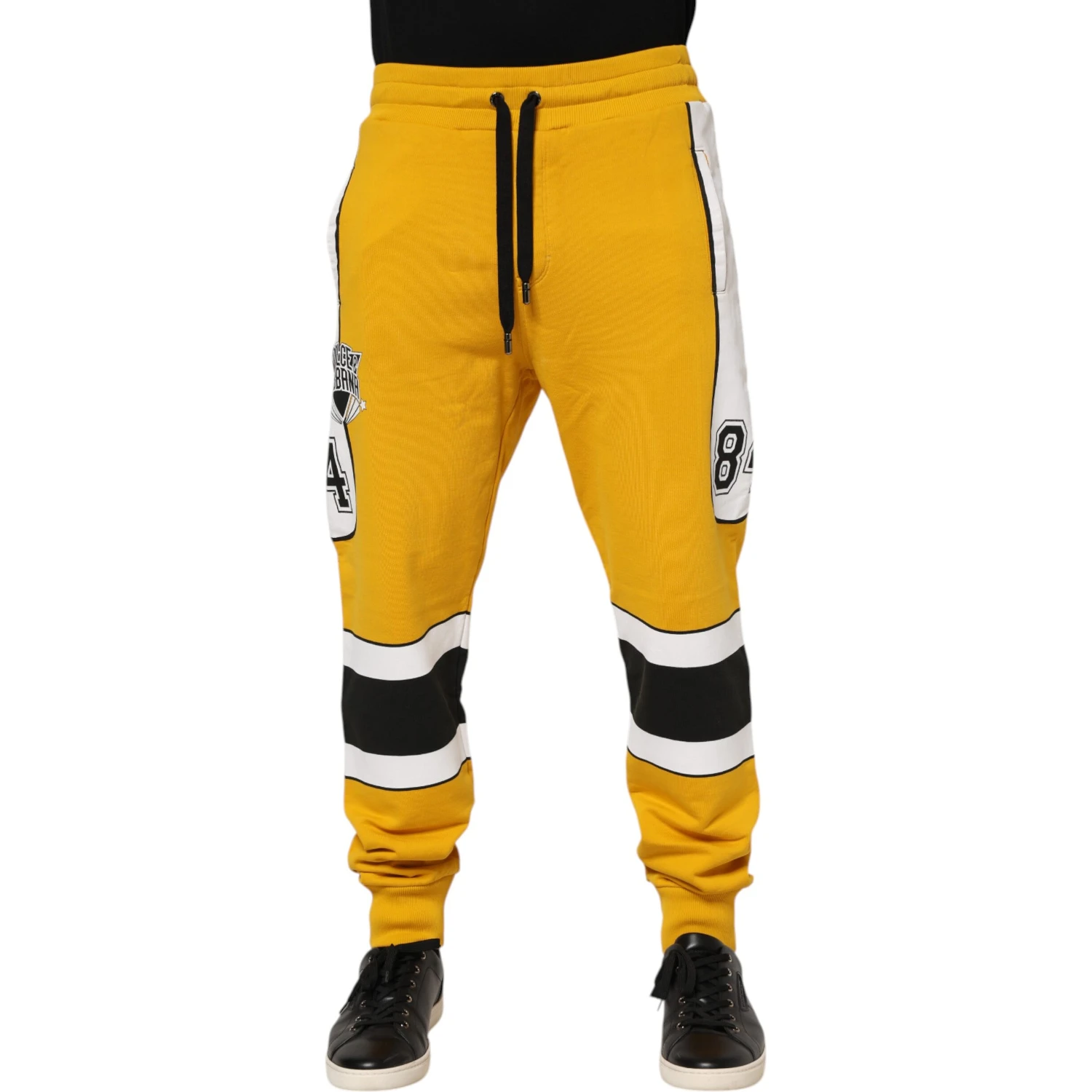 Yellow Cotton Printed Sweatpants Jogger Pants