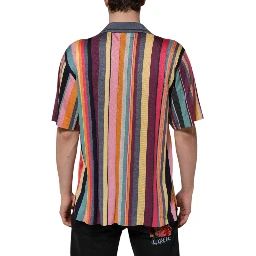 Multicolor Stripes Collared Men Polo T-shirt