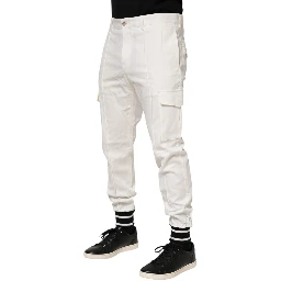 White Cotton Jogger Cargo Skinny Men Pants