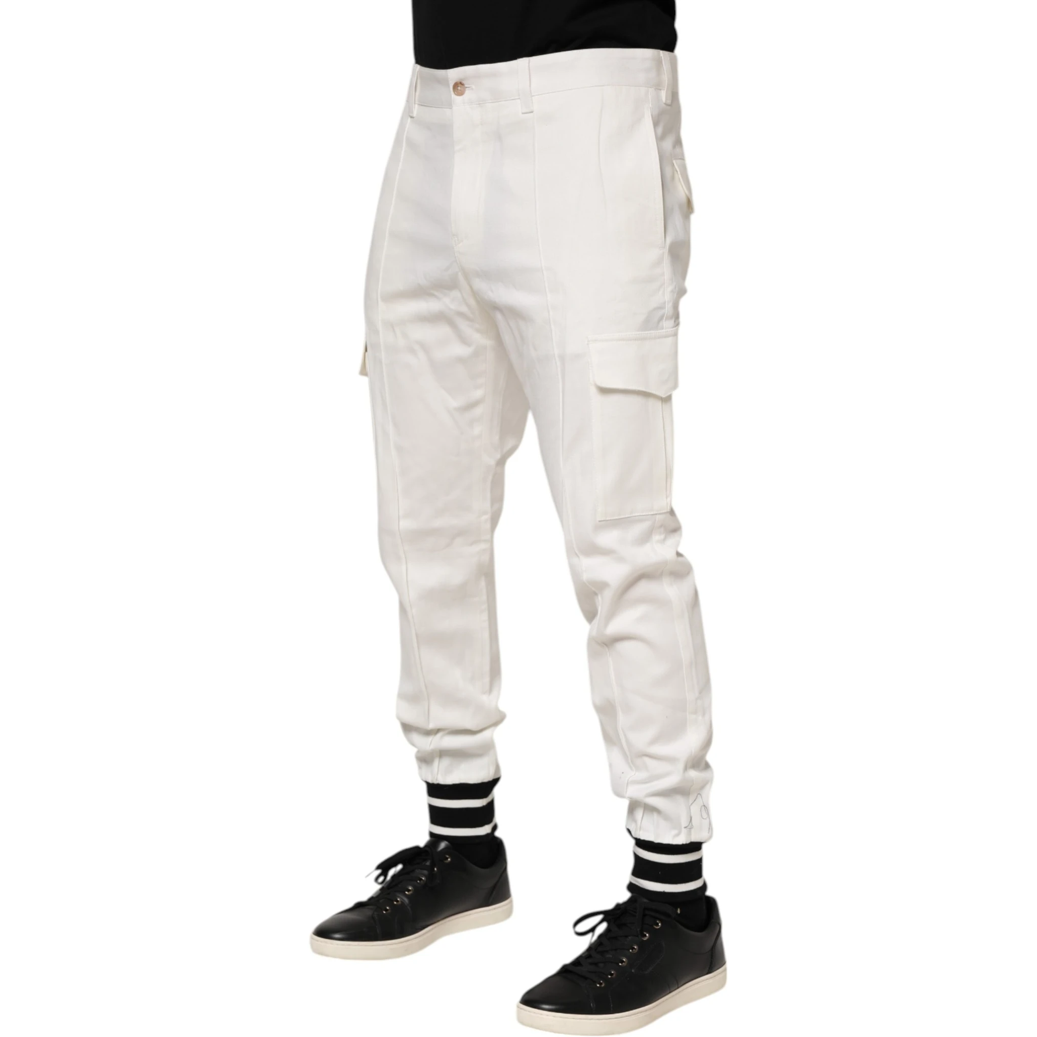 White Cotton Jogger Cargo Skinny Men Pants