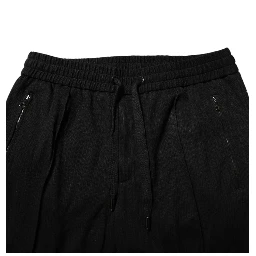 Black Viscose Skinny Logo Men Jogger Pants