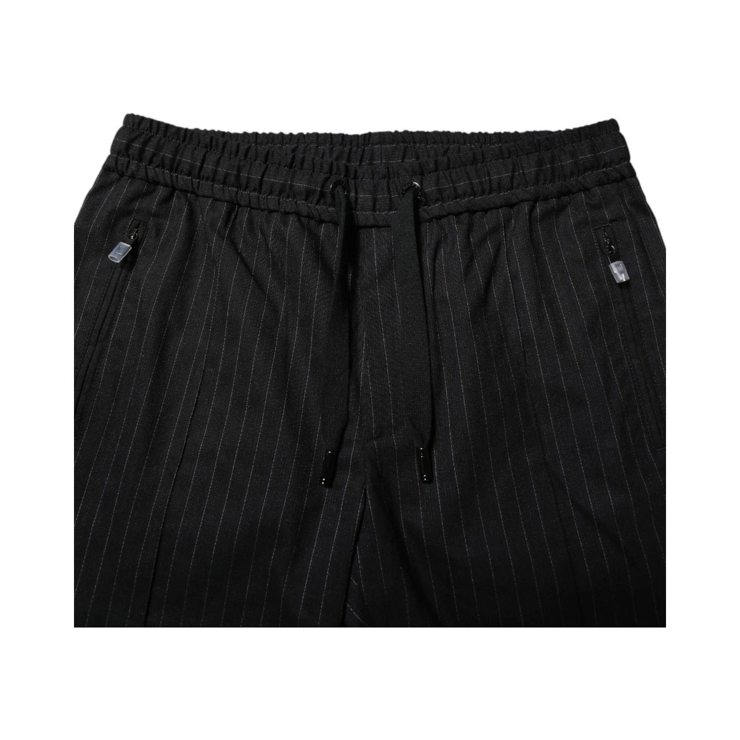 Black Striped Wool Men Jogger Pants