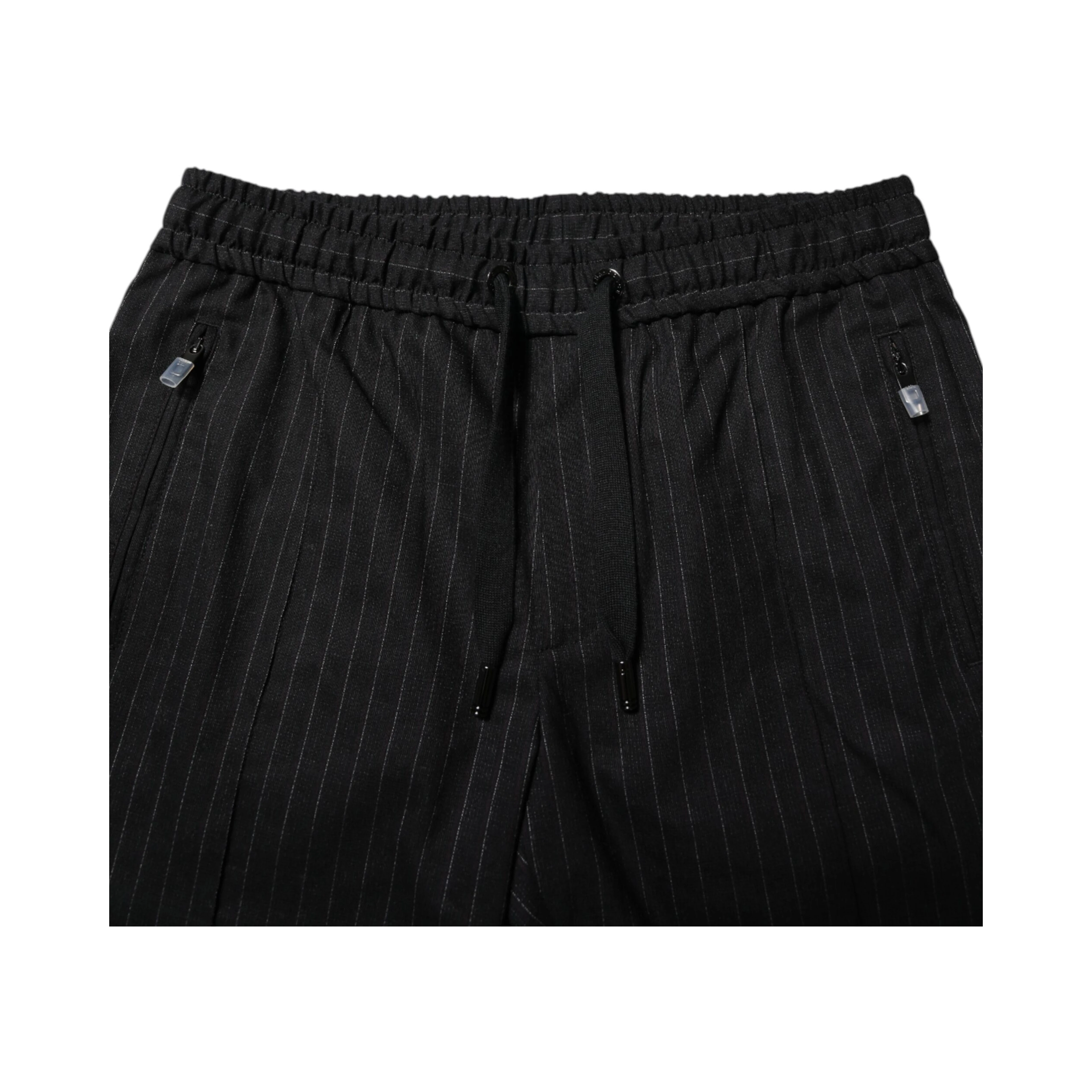 Black Striped Wool Men Jogger Pants