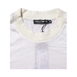 White Silk Crew Neck Long Sleeves T-shirt