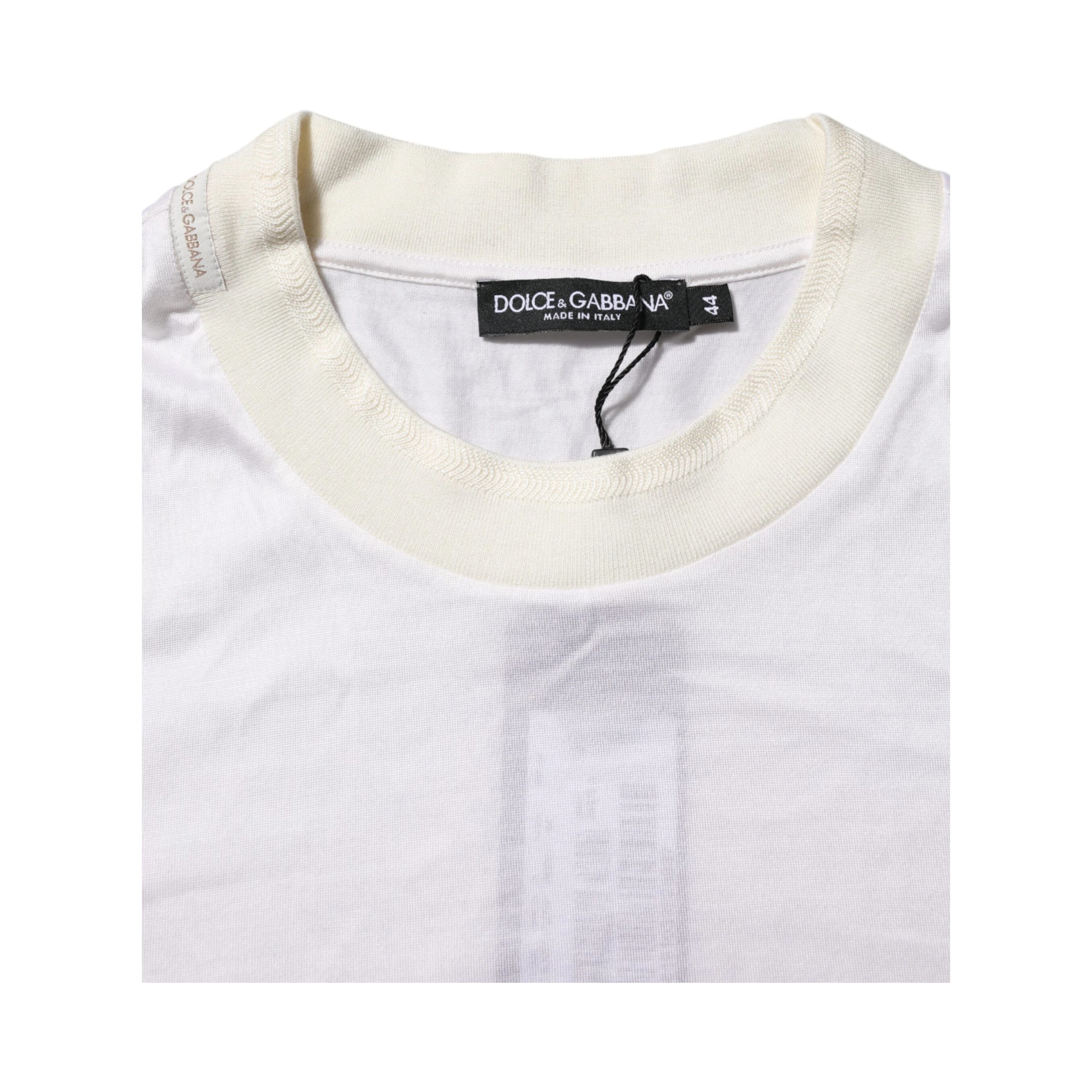 White Silk Crew Neck Long Sleeves T-shirt