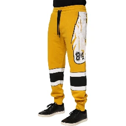 Yellow Cotton Printed Sweatpants Jogger Pants
