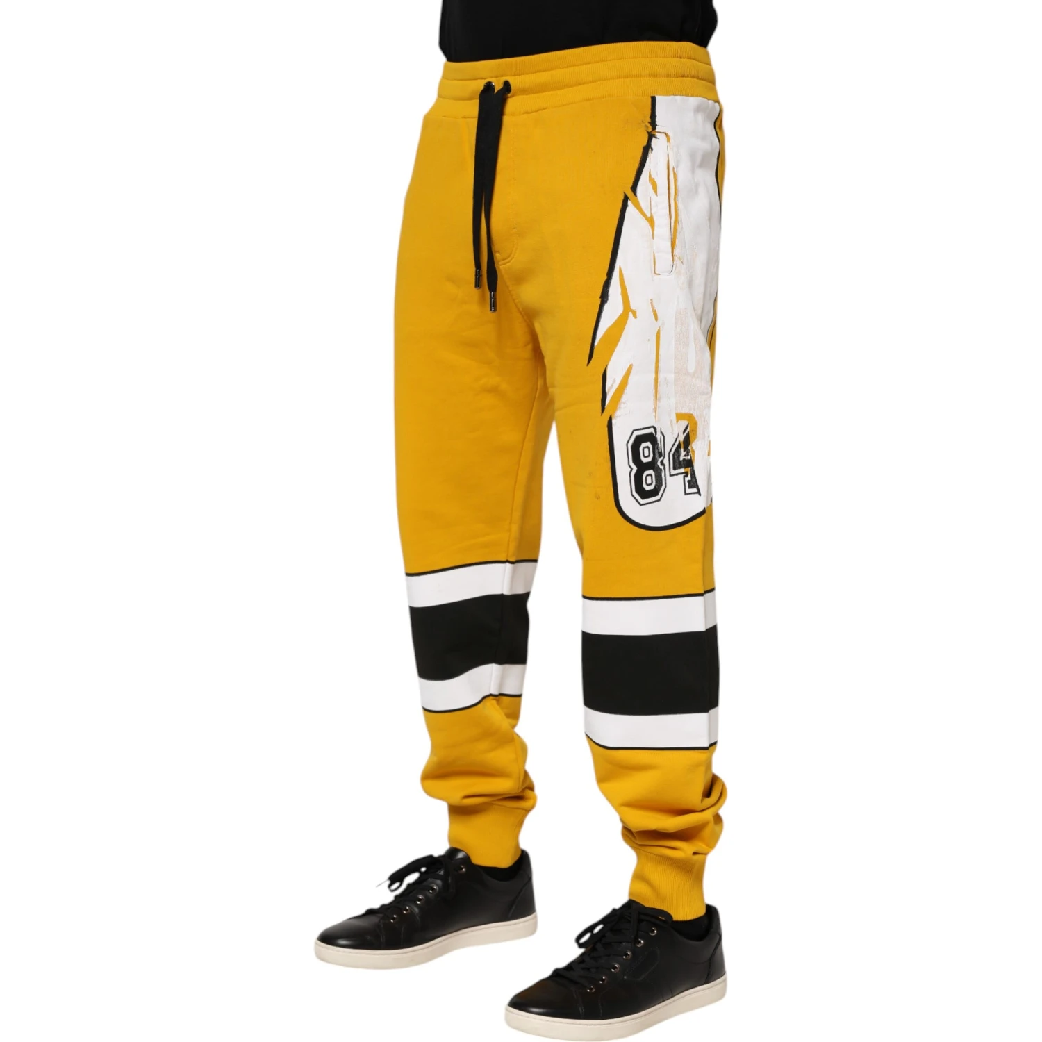 Yellow Cotton Printed Sweatpants Jogger Pants