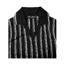 Black White Stripes Collared Polo T-shirt