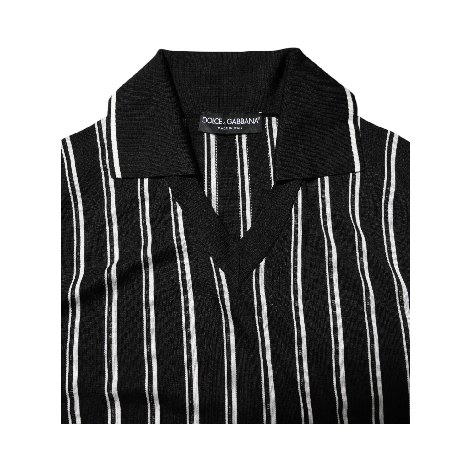 Black White Stripes Collared Polo T-shirt