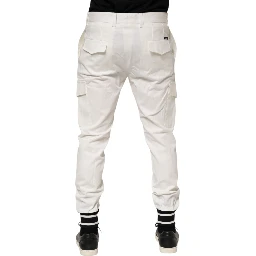 White Cotton Jogger Cargo Skinny Men Pants