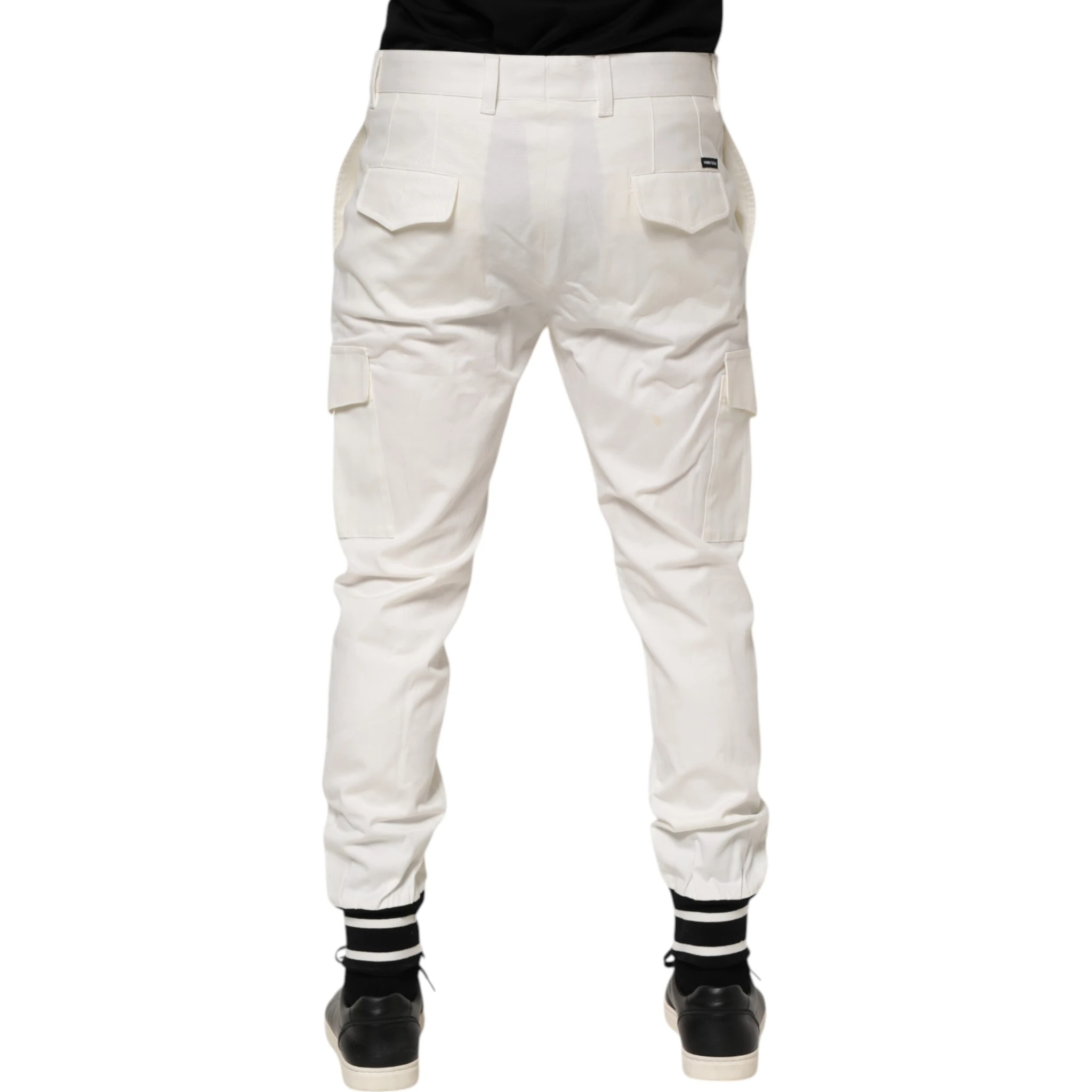 White Cotton Jogger Cargo Skinny Men Pants