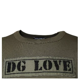 Army Green DG Love Cotton Crew Neck T-shirt