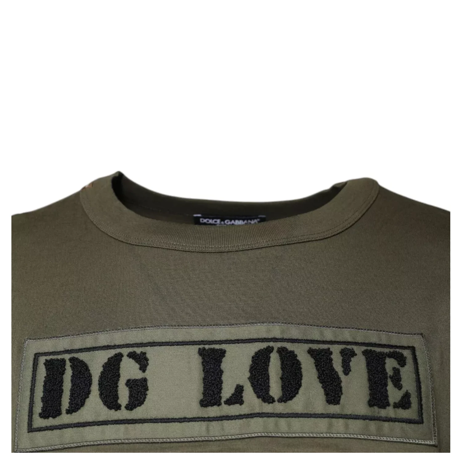 Army Green DG Love Cotton Crew Neck T-shirt