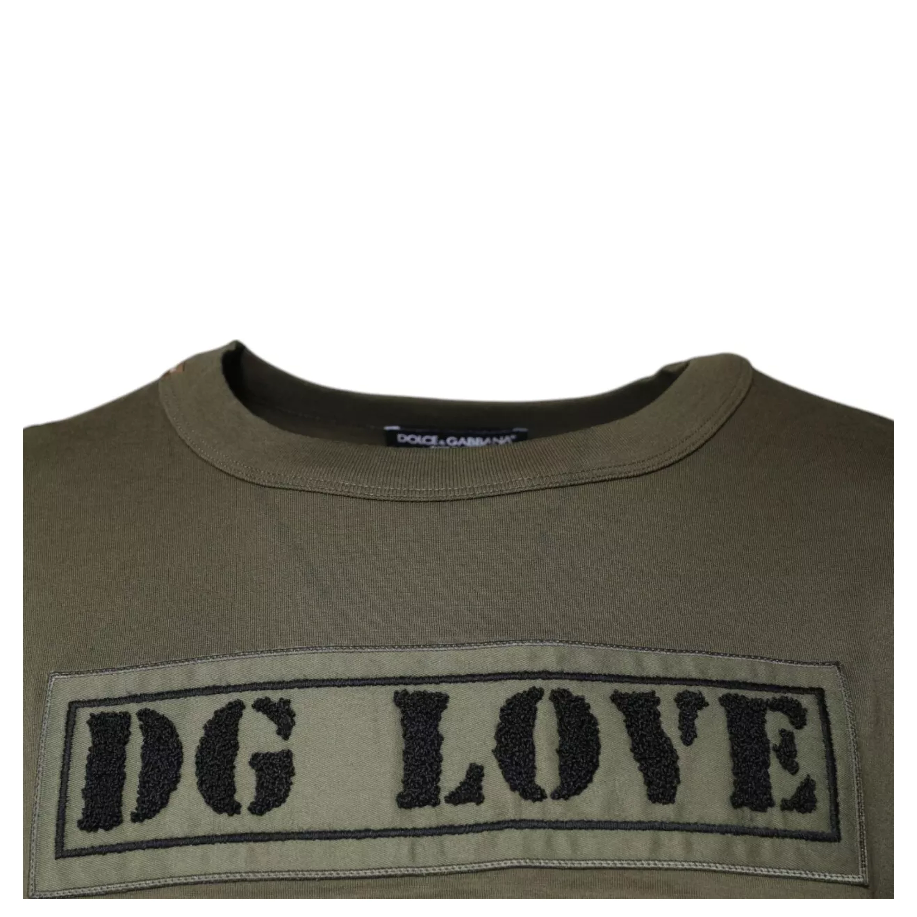 Army Green DG Love Cotton Crew Neck T-shirt