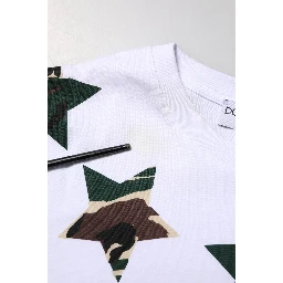 White Camouflage Cotton Men Crew Neck T-shirt