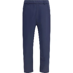 Blue Polyester Casual Pants