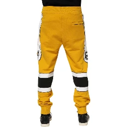 Yellow Cotton Printed Sweatpants Jogger Pants