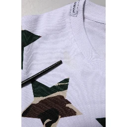 White Camouflage Cotton Men Crew Neck T-shirt