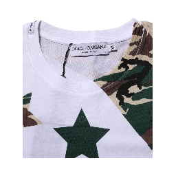 White Camouflage Cotton Men Crew Neck T-shirt