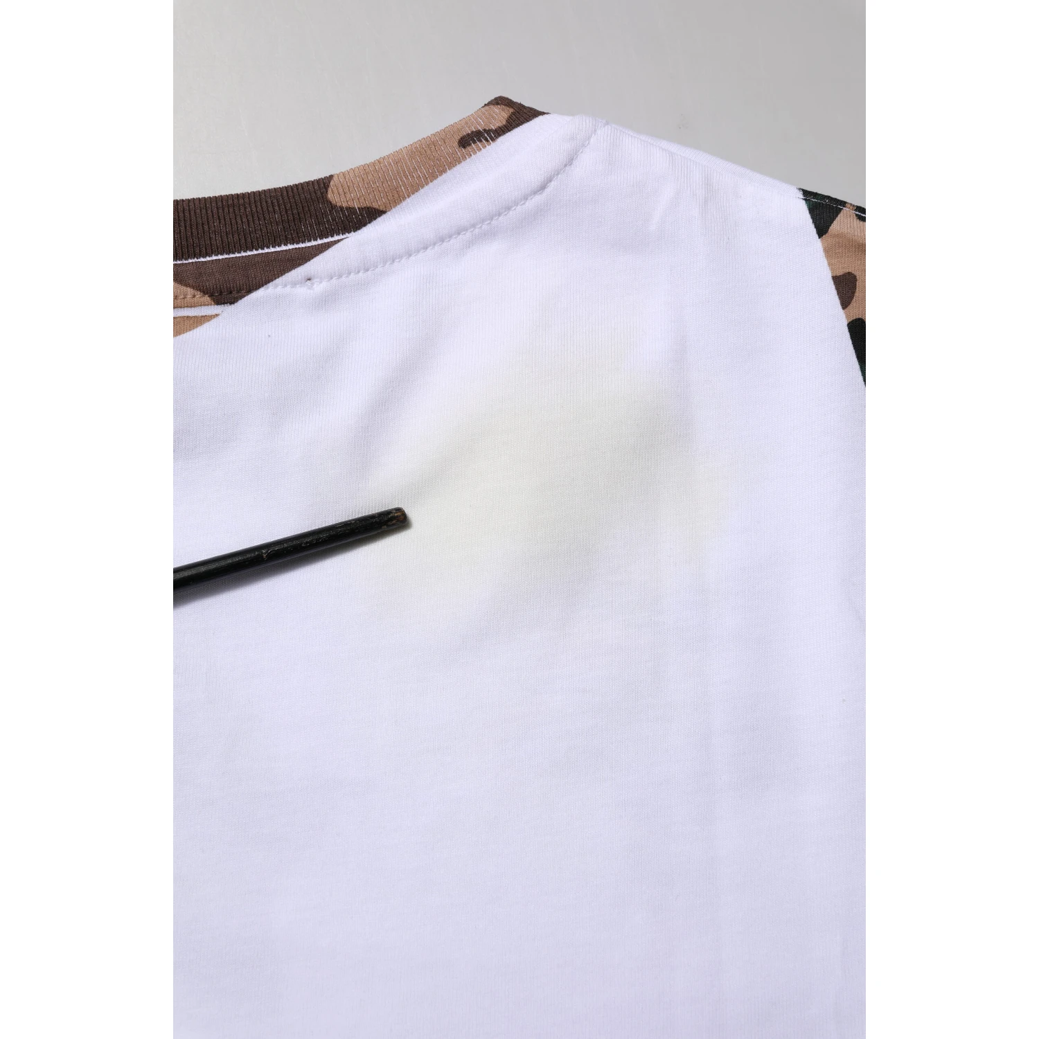 White Camouflage Cotton Men Crew Neck T-shirt