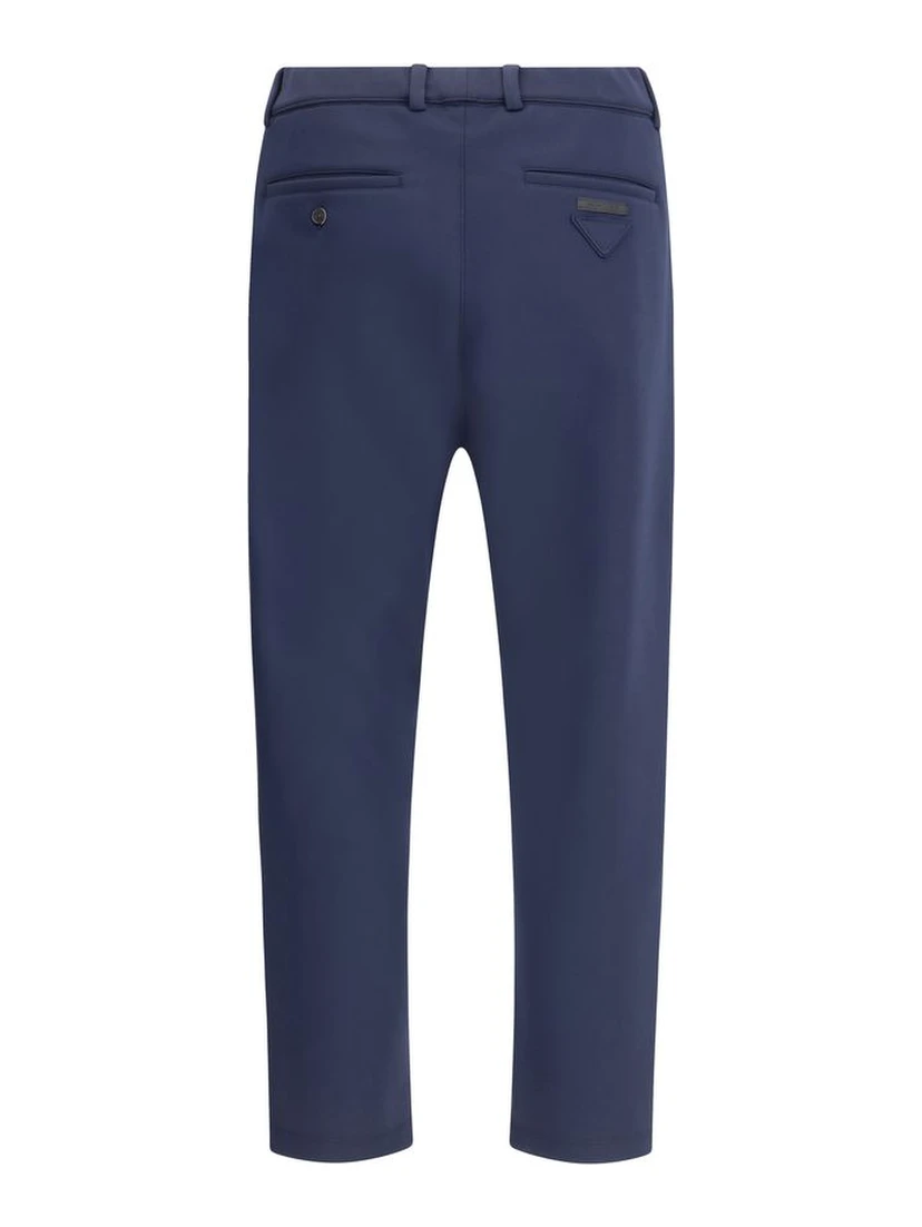 Blue Polyester Casual Pants