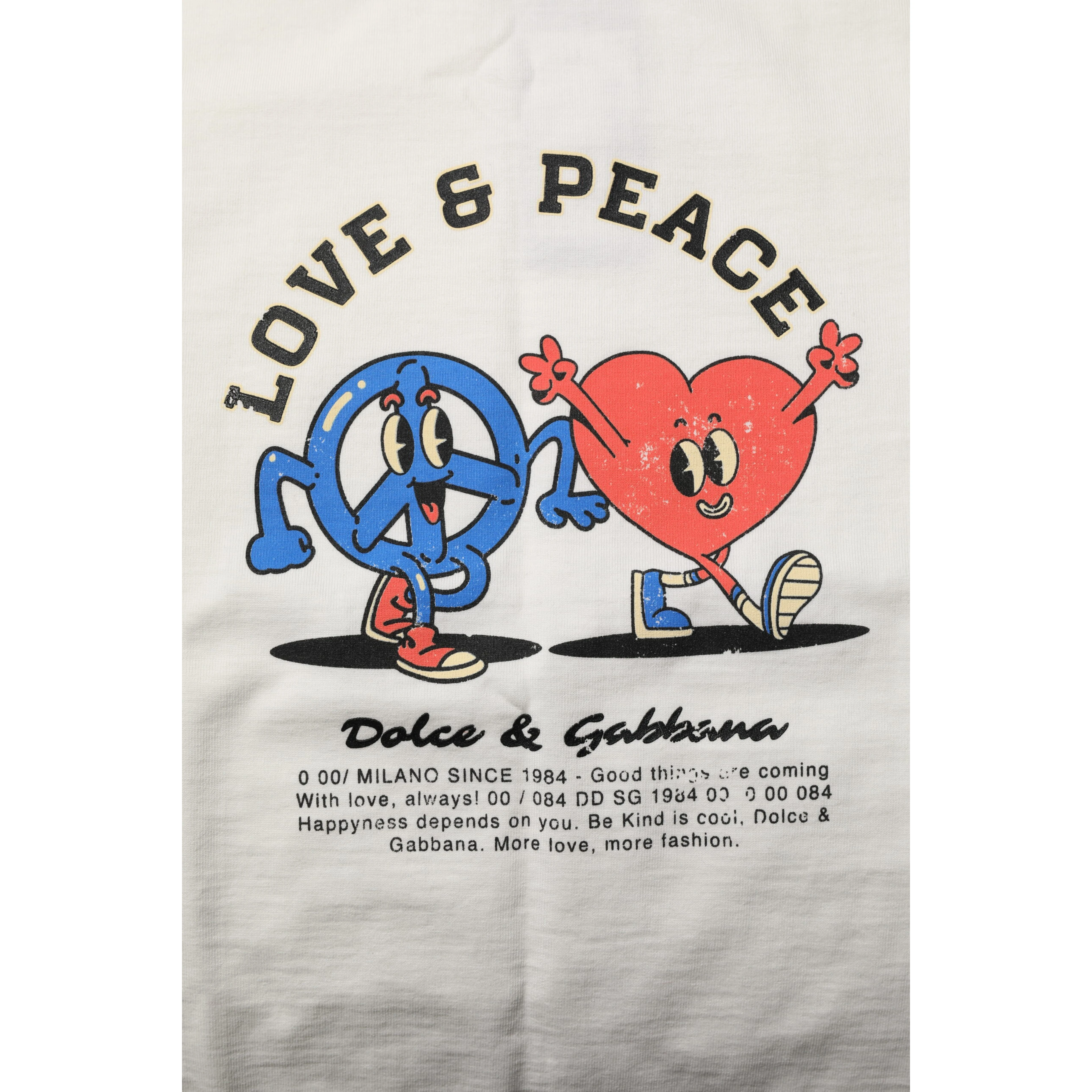 White Love Peace Cotton Men Crew Neck T-shirt