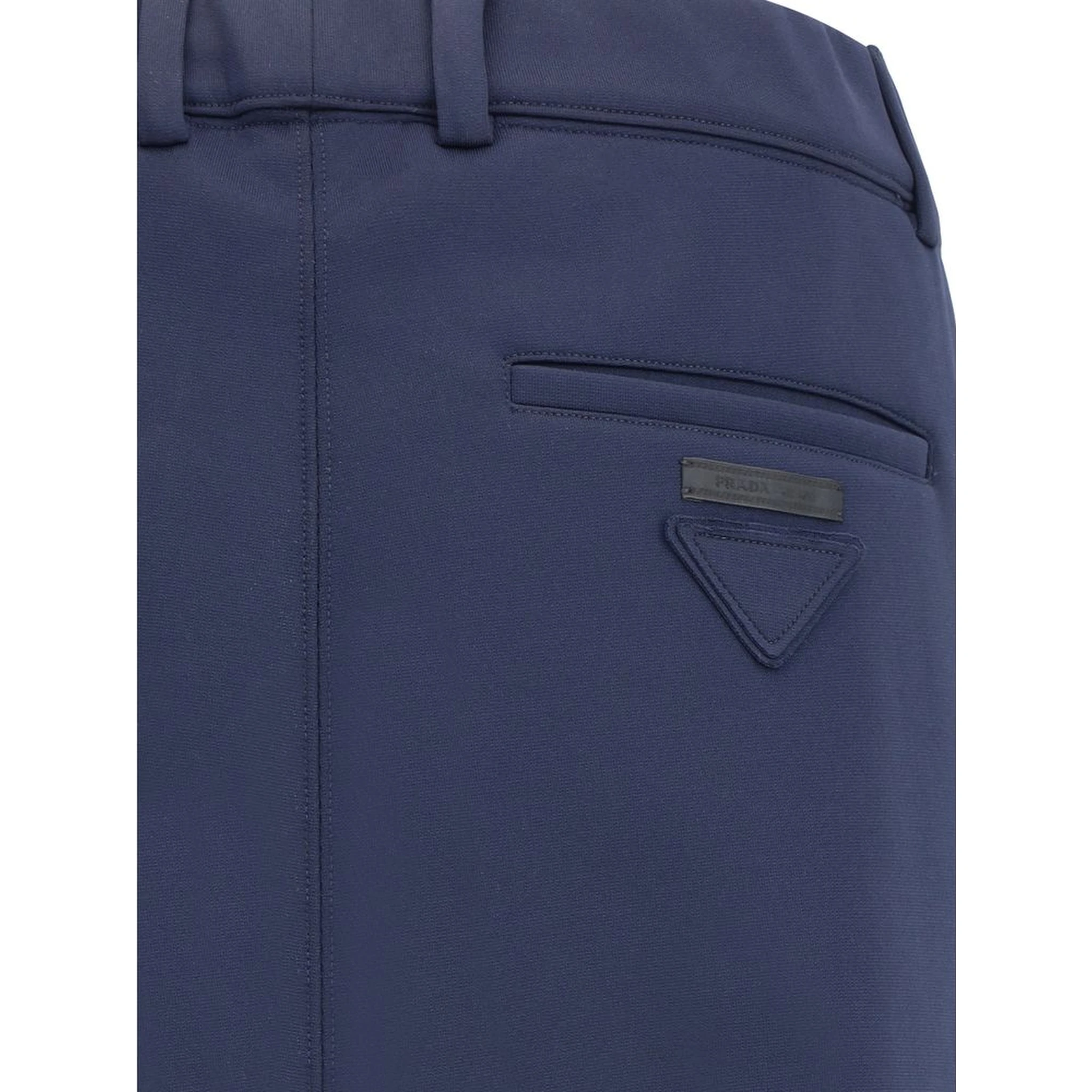 Blue Polyester Casual Pants