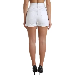 White Front Lace High Waist Hot Pants Shorts