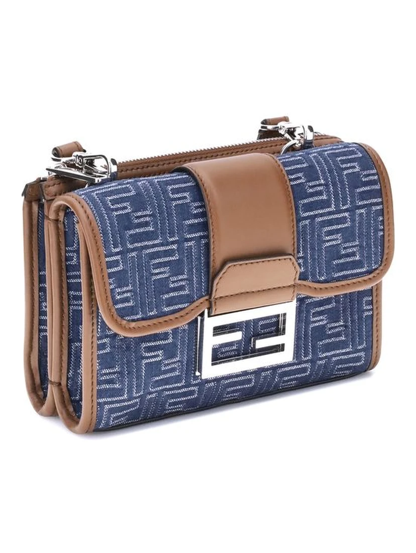 حقيبة كتف من القطن الأزرق