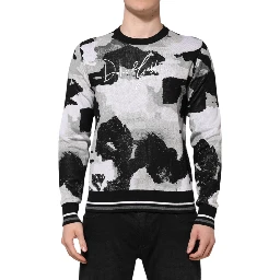 Multicolor Silk Camouflage Pullover Sweater