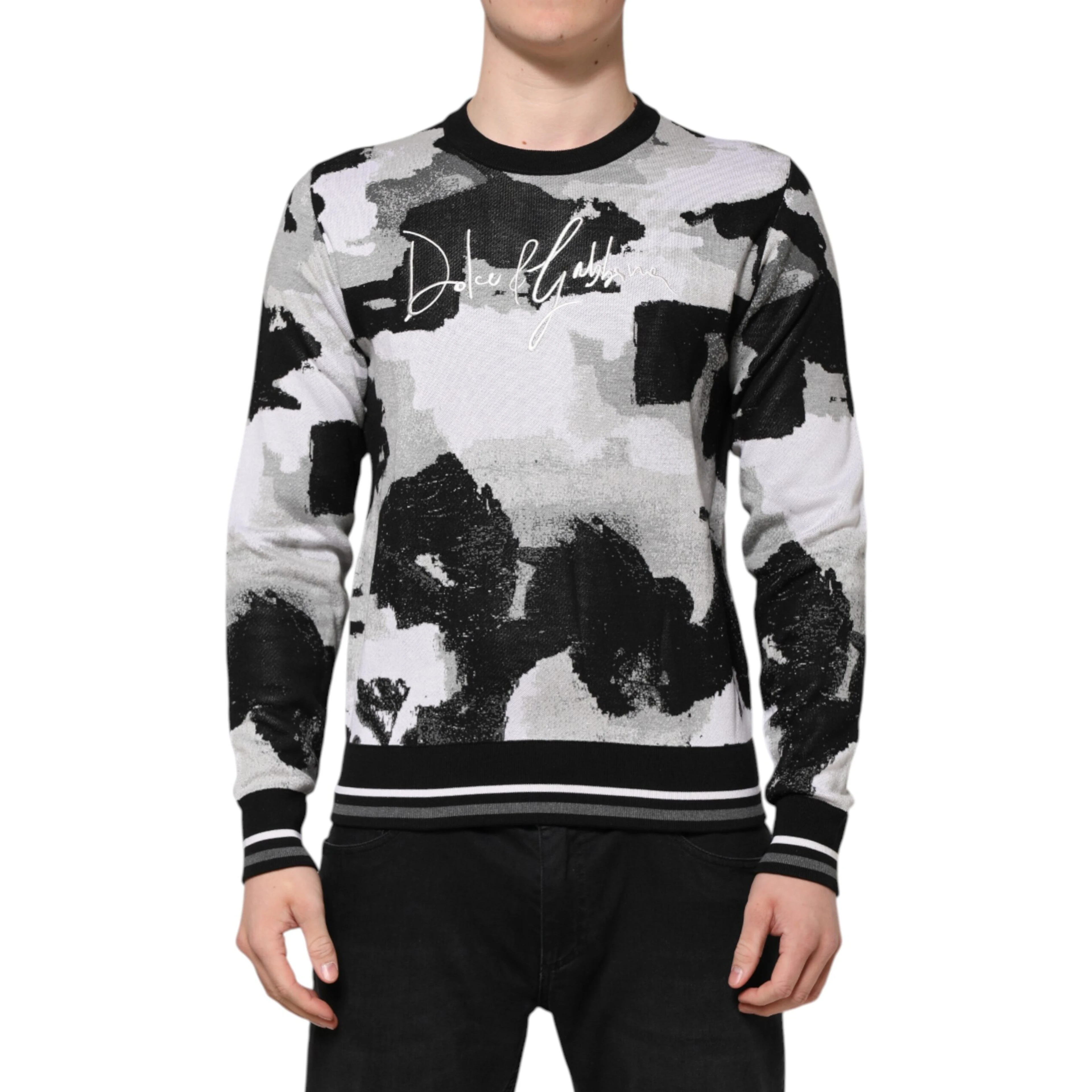 Multicolor Silk Camouflage Pullover Sweater
