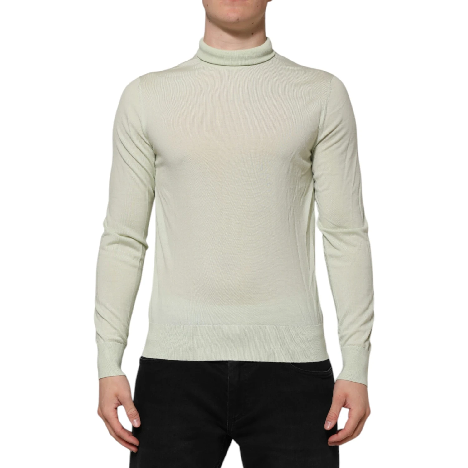 Mint Green Wool Turtleneck Pullover Sweater