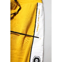 Yellow Cotton Print Jogger Sweatpants Pants