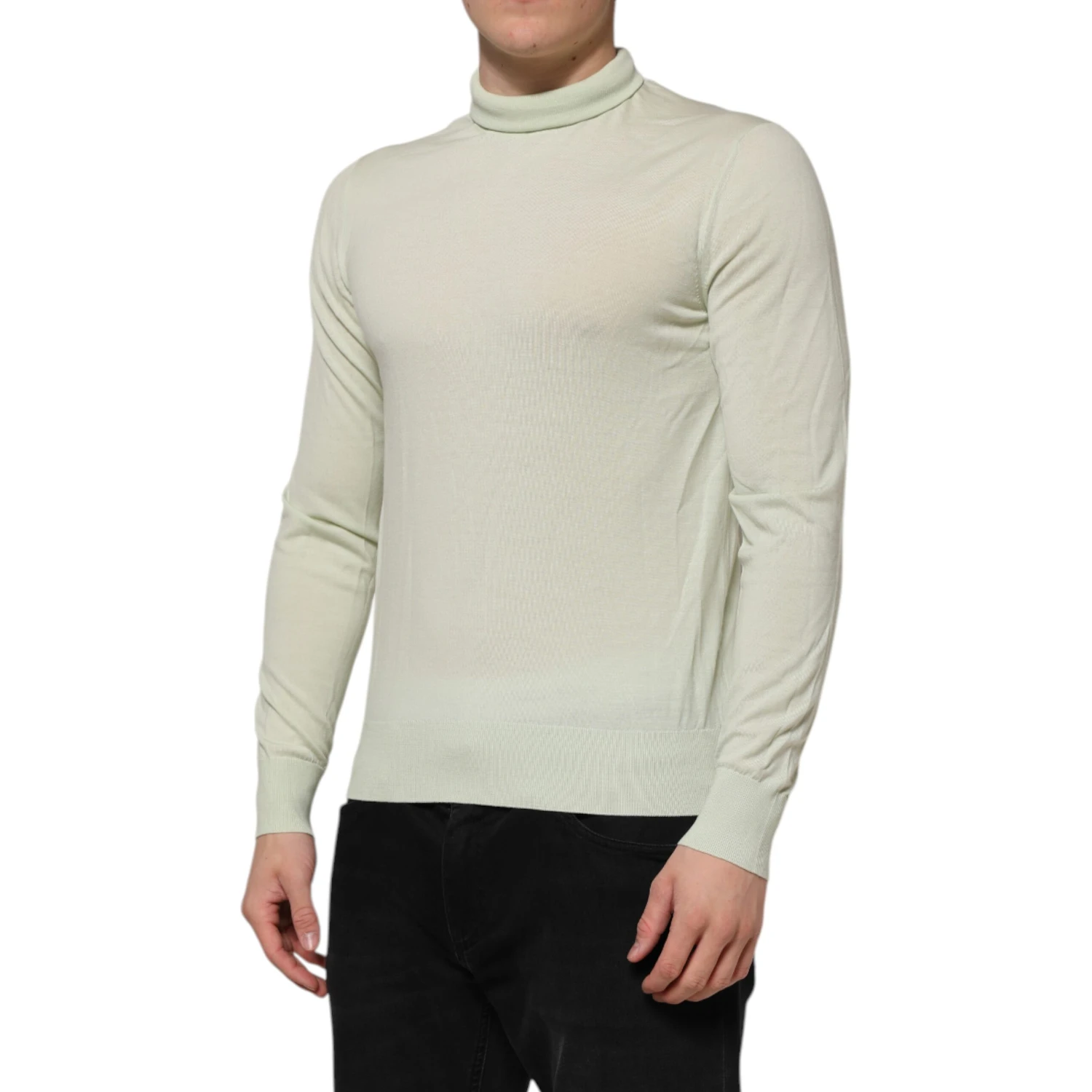 Mint Green Wool Turtleneck Pullover Sweater