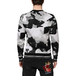Multicolor Silk Camouflage Pullover Sweater