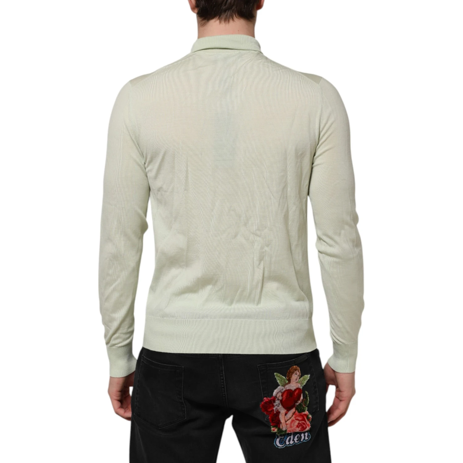 Mint Green Wool Turtleneck Pullover Sweater