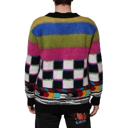 Multicolor Glitch Design Pullover Sweater