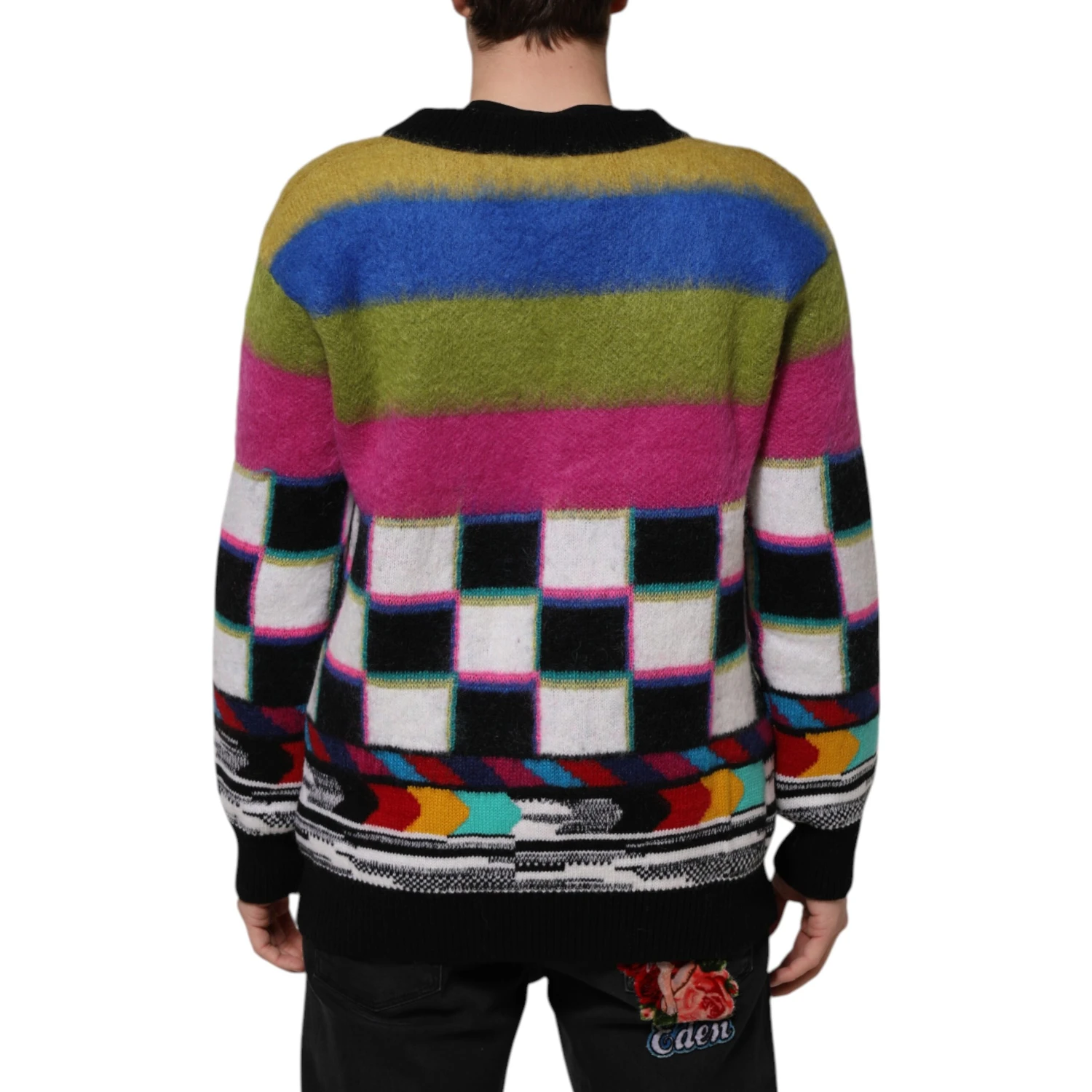 Multicolor Glitch Design Pullover Sweater