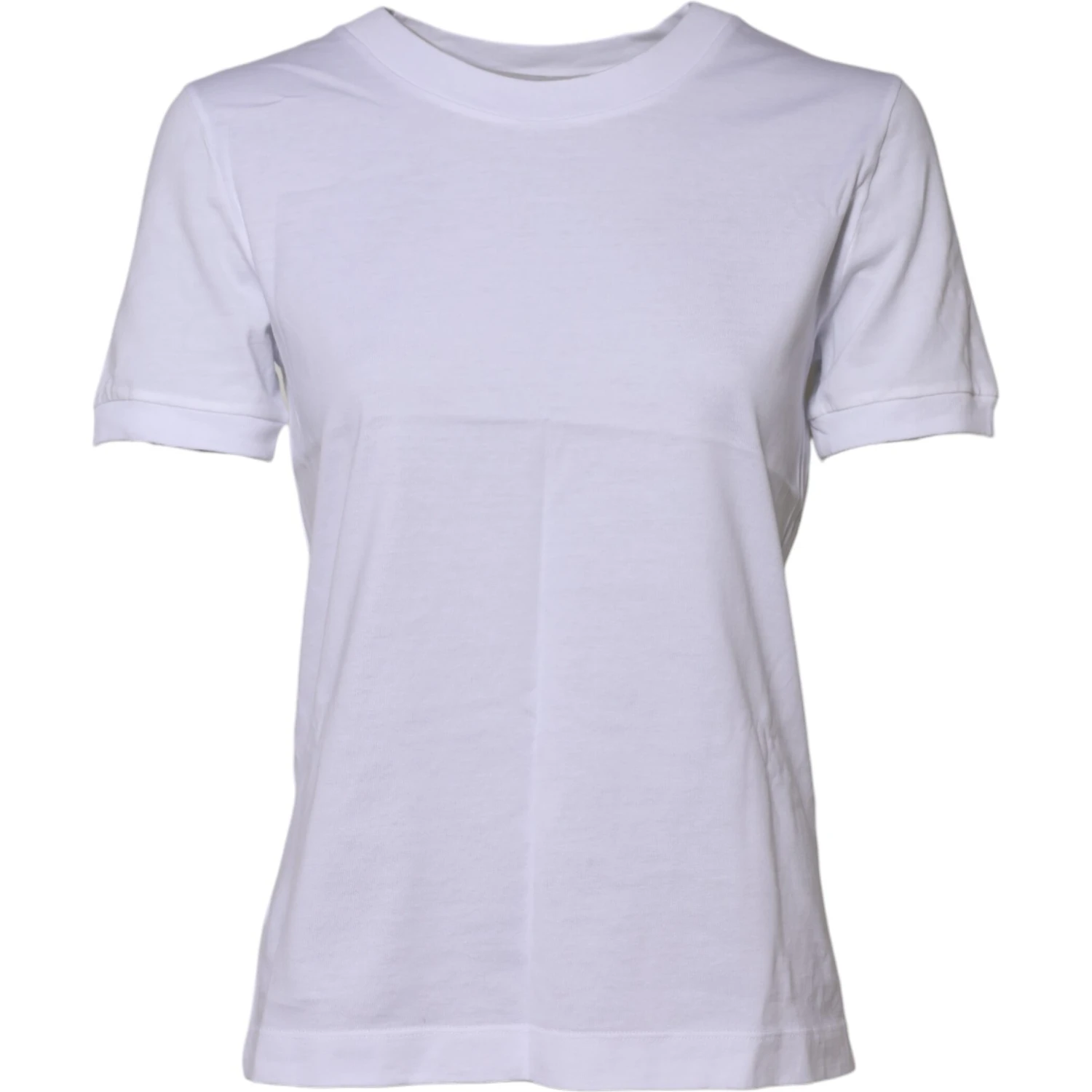 White Cotton Round Neck Short Sleeves T-shirt