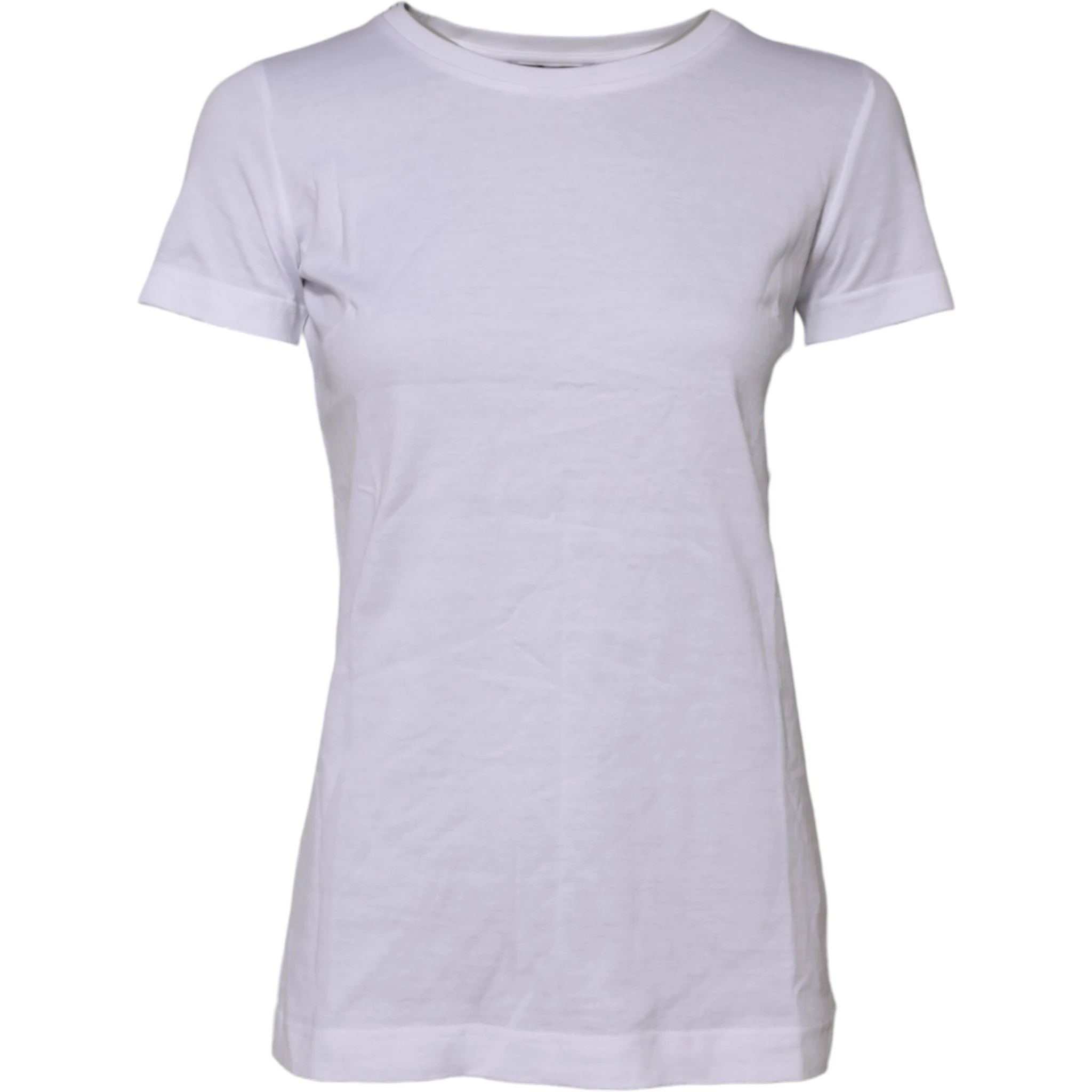 White Cotton Short Sleeves Round Neck T-shirt