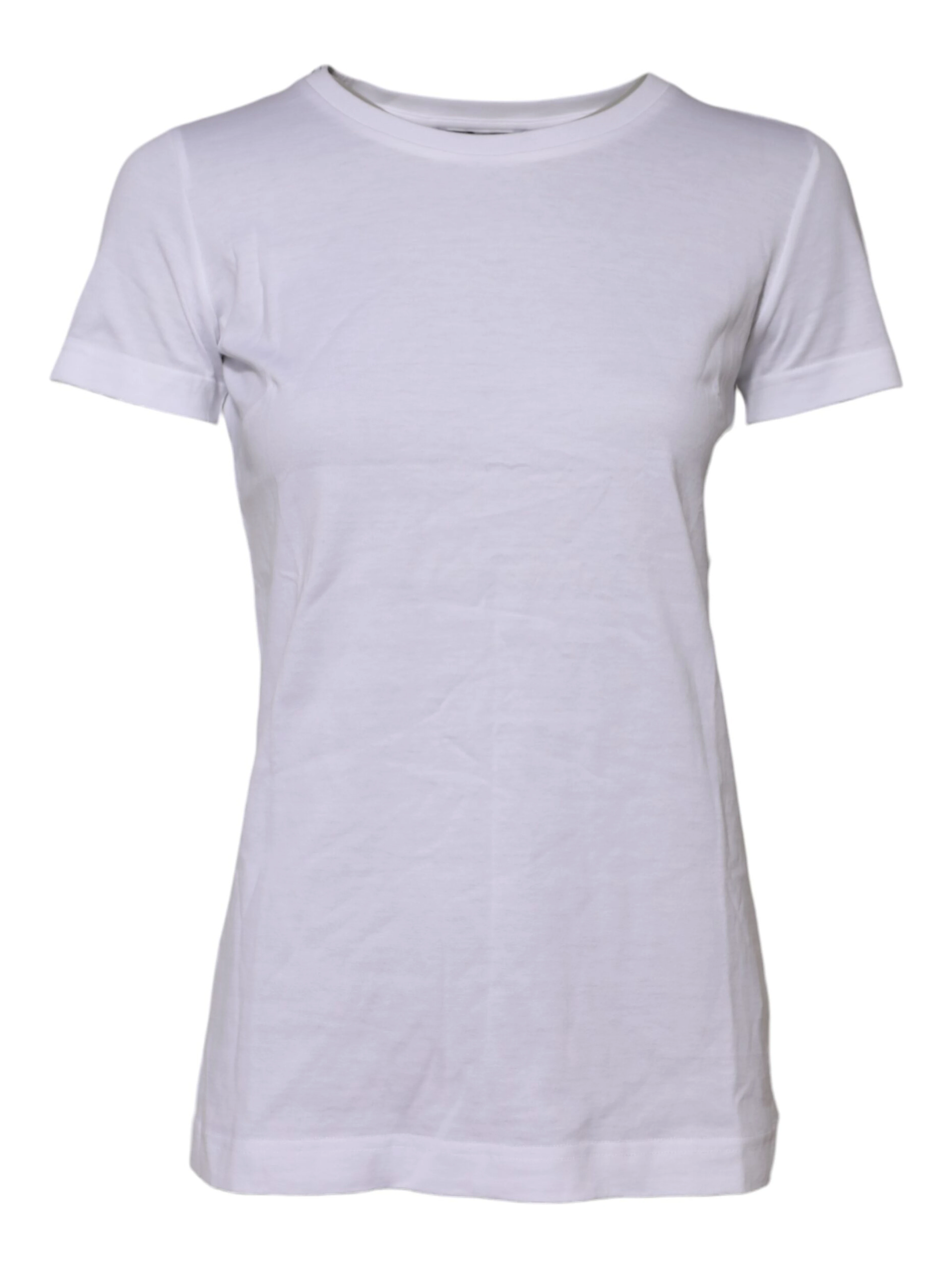 White Cotton Short Sleeves Round Neck T-shirt