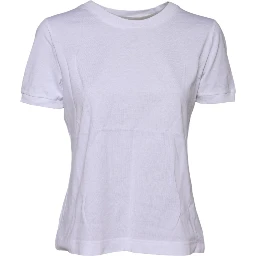 White Cotton Round Neck Short Sleeves T-shirt
