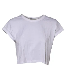 White Cotton Short Sleeves Cropped T-shirt